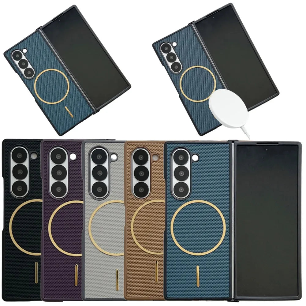 Samsung Galaxy Z Fold 7 Case | Luxury PU Matte Full-Coverage Magnetic Wireless Charging Protective Cover