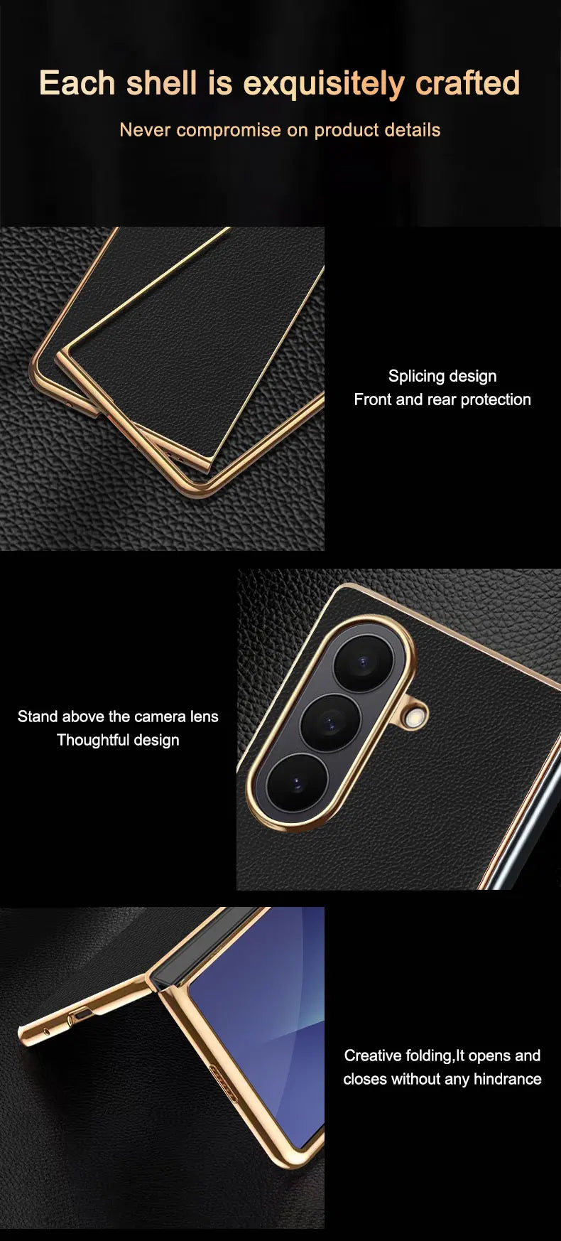 Samsung Galaxy Z Fold 7 Case | Luxury PU Leather Full-Coverage Protective Back Cover with Plated Finish
