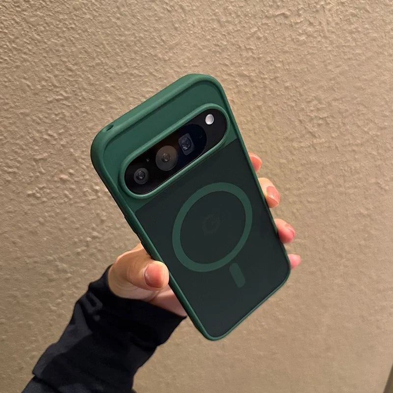 Google Pixel 9A / 9 Pro XL / 10 / 10 Pro Case | Transparent Magnetic MagSafe Wireless Charging Slim Matte Cover with Stand Holder