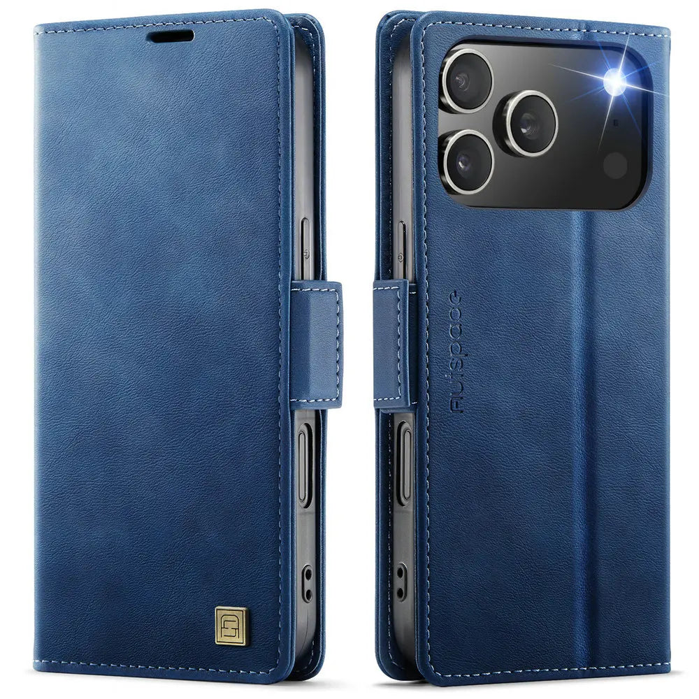 Luxury Magnetic PU Leather Wallet Case with Card & Cash Slots | Shockproof Flip Cover for iPhone