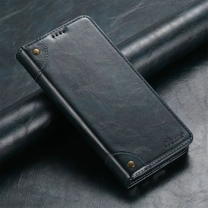 Retro Leather Magnetic Wallet Case with Kickstand | Shockproof & Full Protection for iPhone 16 Series