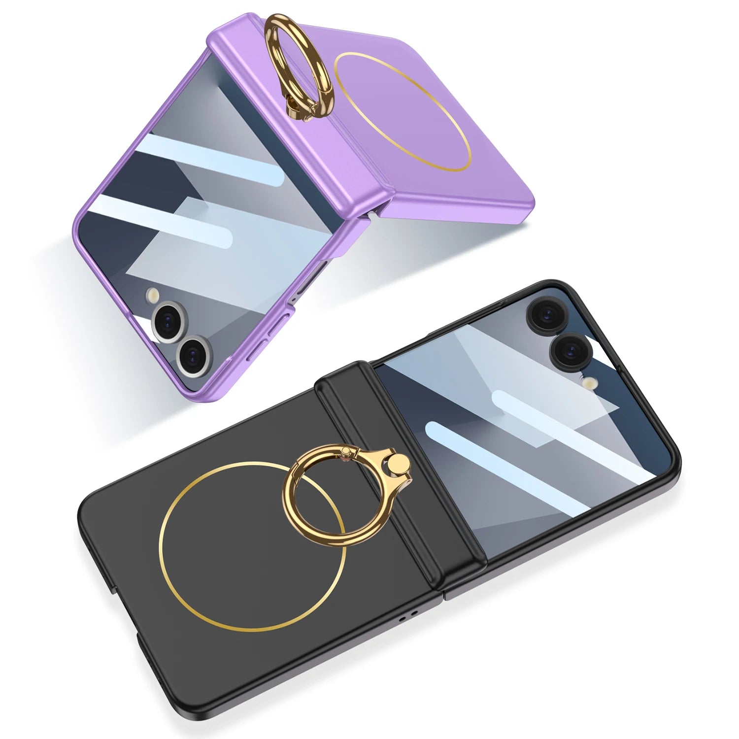 Samsung Galaxy Z Flip 7 Case | Hard Full-Coverage Protective Case with Ring, Middle Hinge & Magnetic Wireless Charging  📱 Short Descriptio