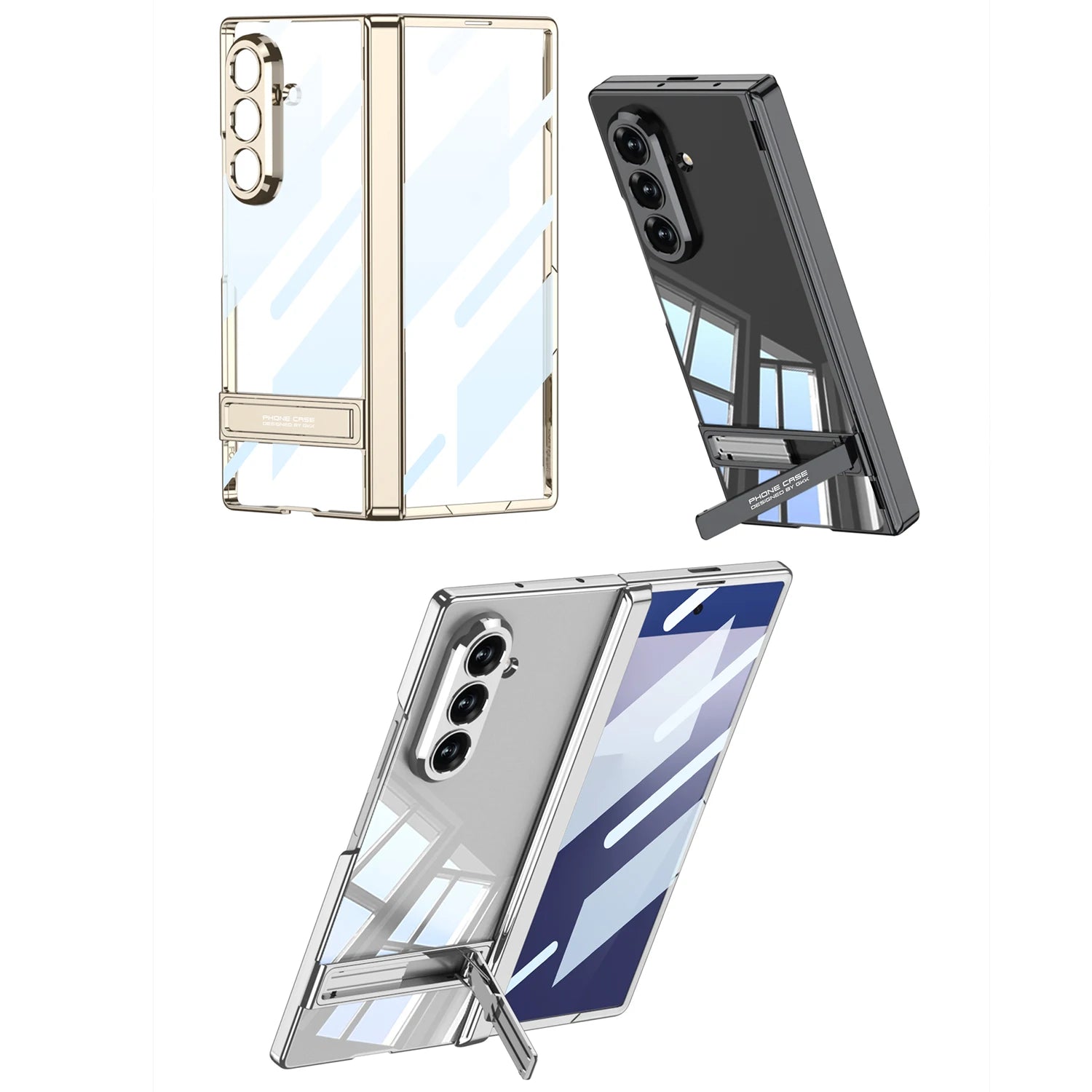 Samsung Galaxy Z Fold 7 Case | Hard Transparent Full-Coverage Protective Case with Stand and Middle Hinge
