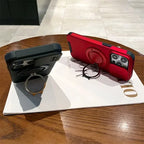 360 Rotating Hidden Metal Ring Stand Phone Case For iPhone 16 11 13 12 15 Pro Max 15 16 Plus 17 Air Slide Camera Protector Cover