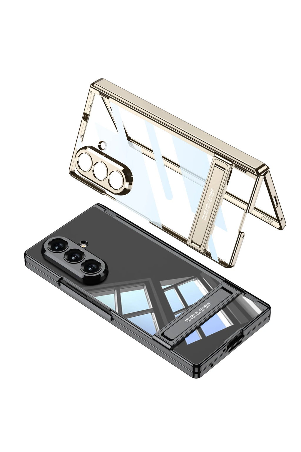 Samsung Galaxy Z Fold 7 Case | Hard Transparent Full-Coverage Protective Case with Stand and Middle Hinge