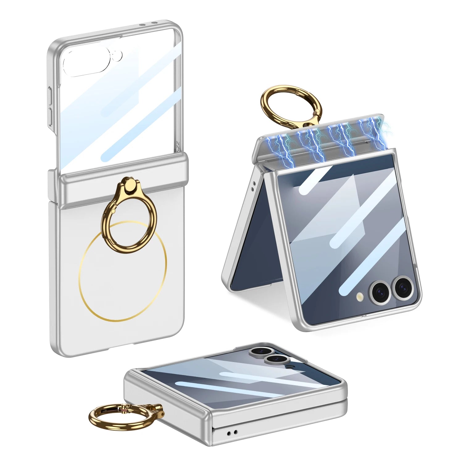 Samsung Galaxy Z Flip 7 Case | Hard Full-Coverage Protective Case with Ring, Middle Hinge & Magnetic Wireless Charging  📱 Short Descriptio