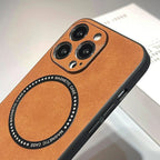 Luxury Sheepskin Magnetic Case for iPhone 11–17 Series | MagSafe Compatible Wireless Charger Cover
