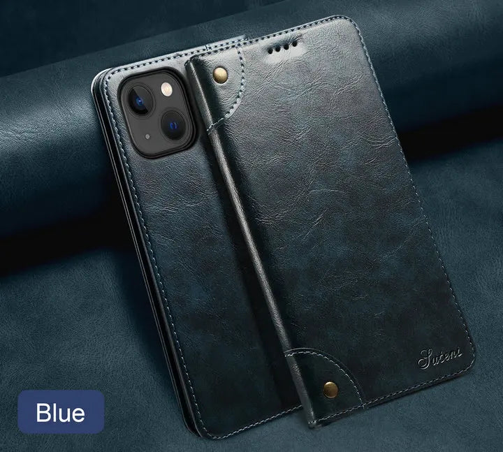 Retro Leather Magnetic Wallet Case with Kickstand | Shockproof & Full Protection for iPhone 16 Series