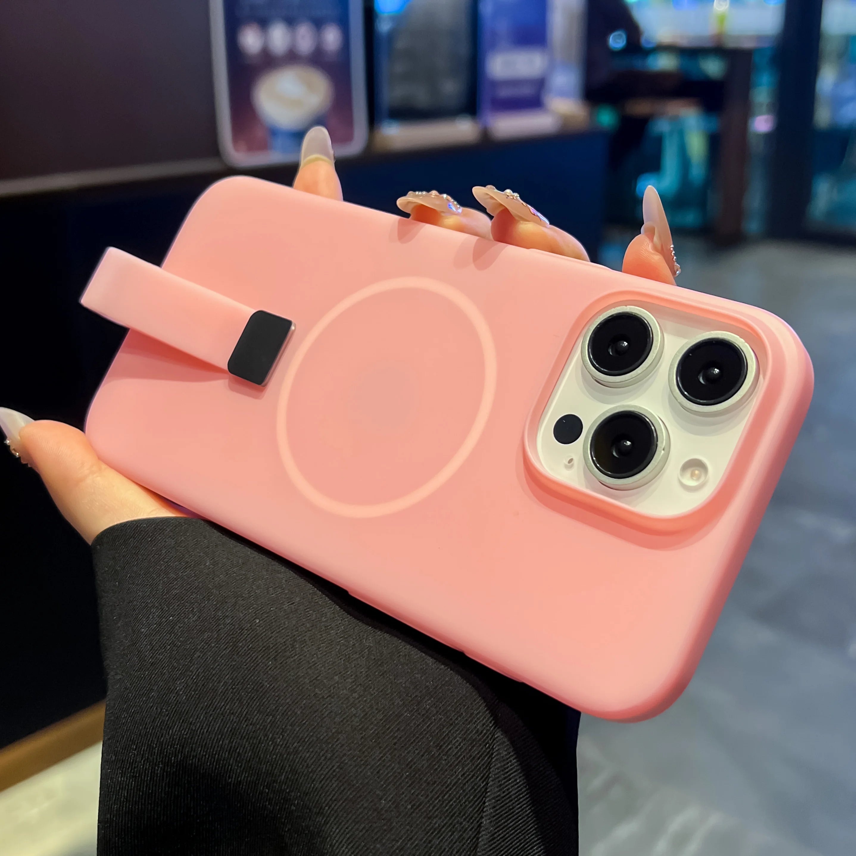 Luxury Candy Wrist Strap Case for iPhone 12–17 Series | MagSafe Compatible Hard PC Protector Cover