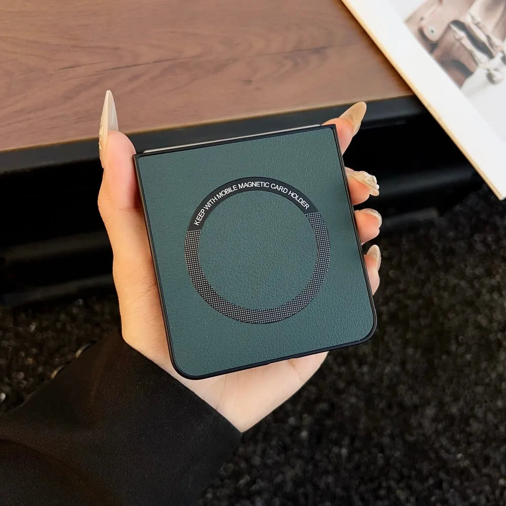 Samsung Galaxy Z Flip 7 Case | Luxury PU Magnetic Full-Coverage Wireless Charging Protective Cover