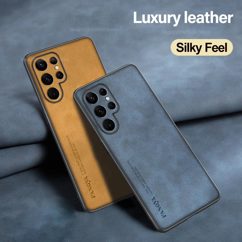 Samsung Galaxy S25/S24/S23 Ultra Plus Case | Luxury Sheepskin Leather Half-Wrapped Case