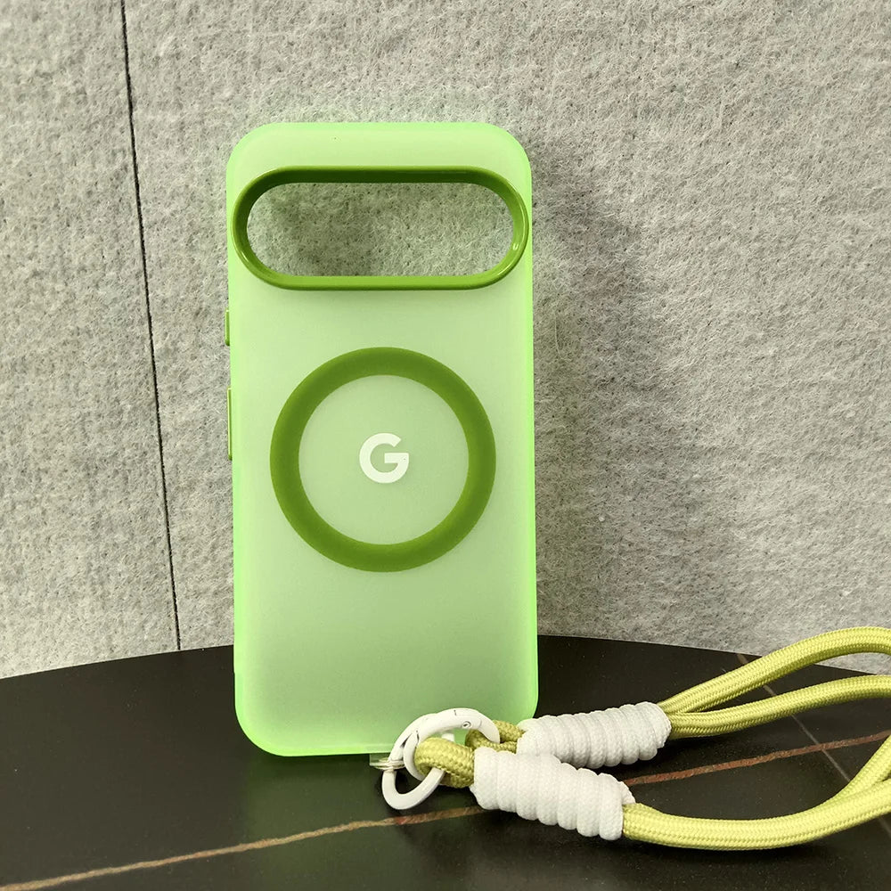 Google Pixel 8 / 8A / 8 Pro / 9 / 9A / 9 Pro / 9 Pro XL / 10 / 10 Pro / 10 Pro XL Case | Transparent TPU + PC Magnetic Wireless Charging Cover with Lanyard