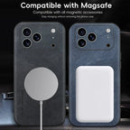 Luxury Sheepskin Magnetic Leather Phone Case for iPhone 11–17 Series | MagSafe Compatible Shockproof Cover