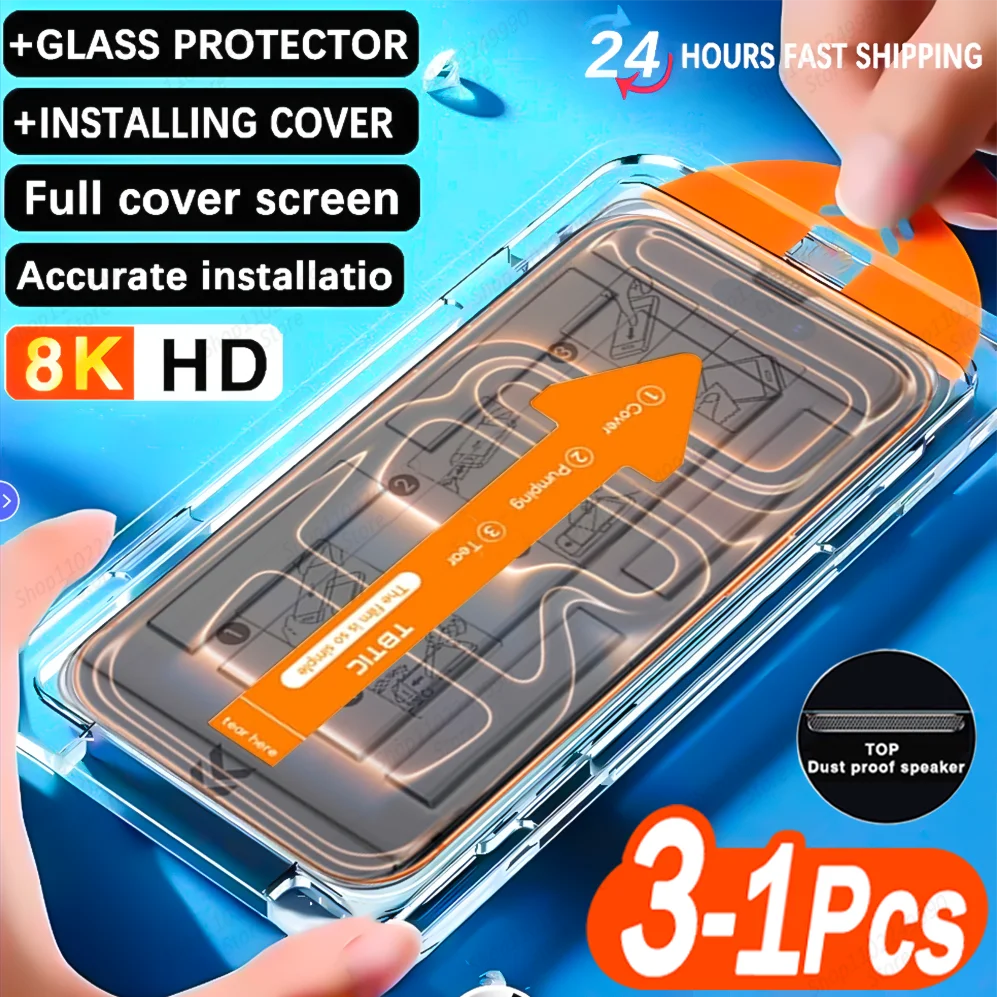 8K Ultra HD Tempered Glass Screen Protector for iPhone 12–17 Series | Anti Blue-Ray, Anti-Scratch, Easy Install