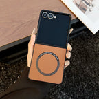 Samsung Galaxy Z Flip 7 Case | Luxury PU Magnetic Full-Coverage Wireless Charging Protective Cover