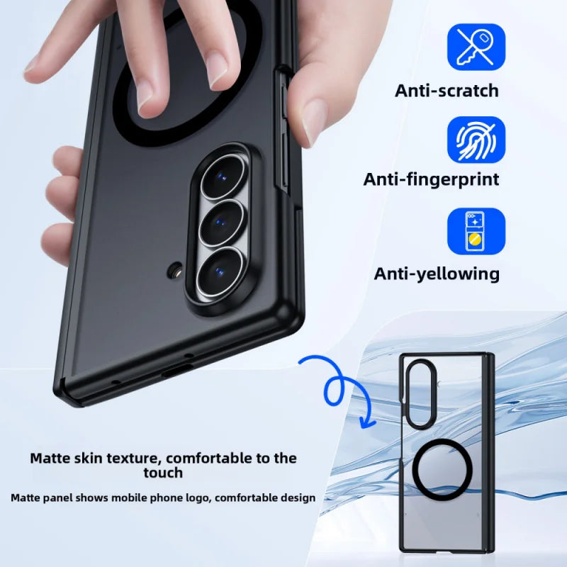 Samsung Galaxy Z Fold 7 Case | Hard Transparent Matte Magnetic Full-Coverage Protective Back Cover