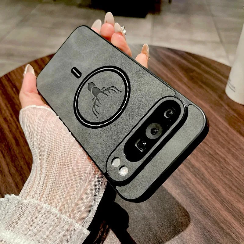 Google Pixel 9 / 9A / 9 Pro / 9 Pro XL / 10 / 10 Pro / 10 Pro XL Case | Luxury PU Leather Magnetic Wireless Charging Half-Wrapped Cover