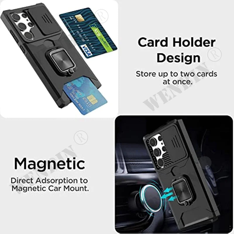 Full-Coverage iPhone Ring Case with Sliding Camera Cover & Kickstand | Anti-Scratch & Card Slot