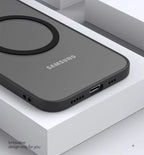 Armor Matte Magnetic Half-Wrapped Case for Samsung Galaxy S22-S25 Ultra | Shockproof Transparent Wireless Charging Cover
