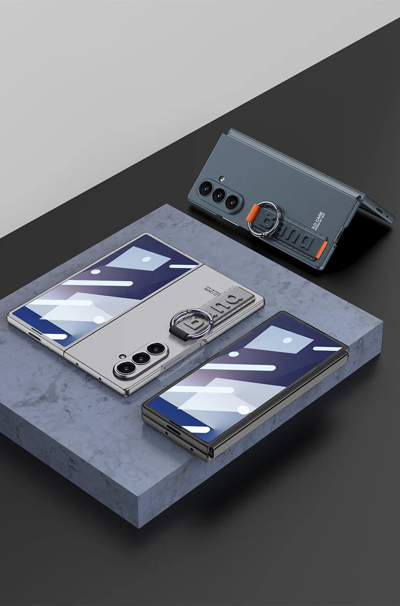 Samsung Galaxy Z Fold 7 Case | Hard Full-Coverage Protective Back Cover with Wrist Strap