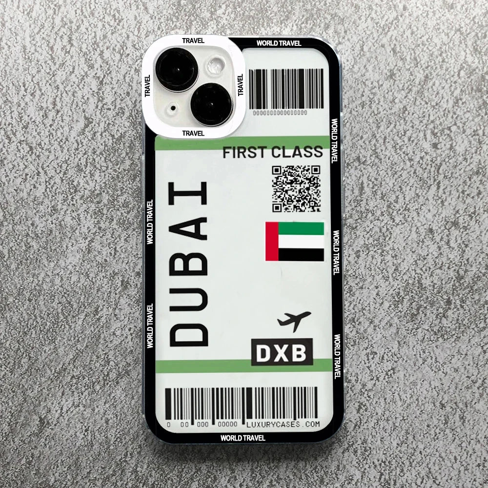 Plane Ticket Travel iPhone Case | Customizable Full-Coverage Shockproof Soft Silicone Cover