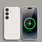 Magnetic Liquid Silicone Half-Wrapped Case for Samsung Galaxy S23-S25 | Wireless Charging Soft TPU Cover