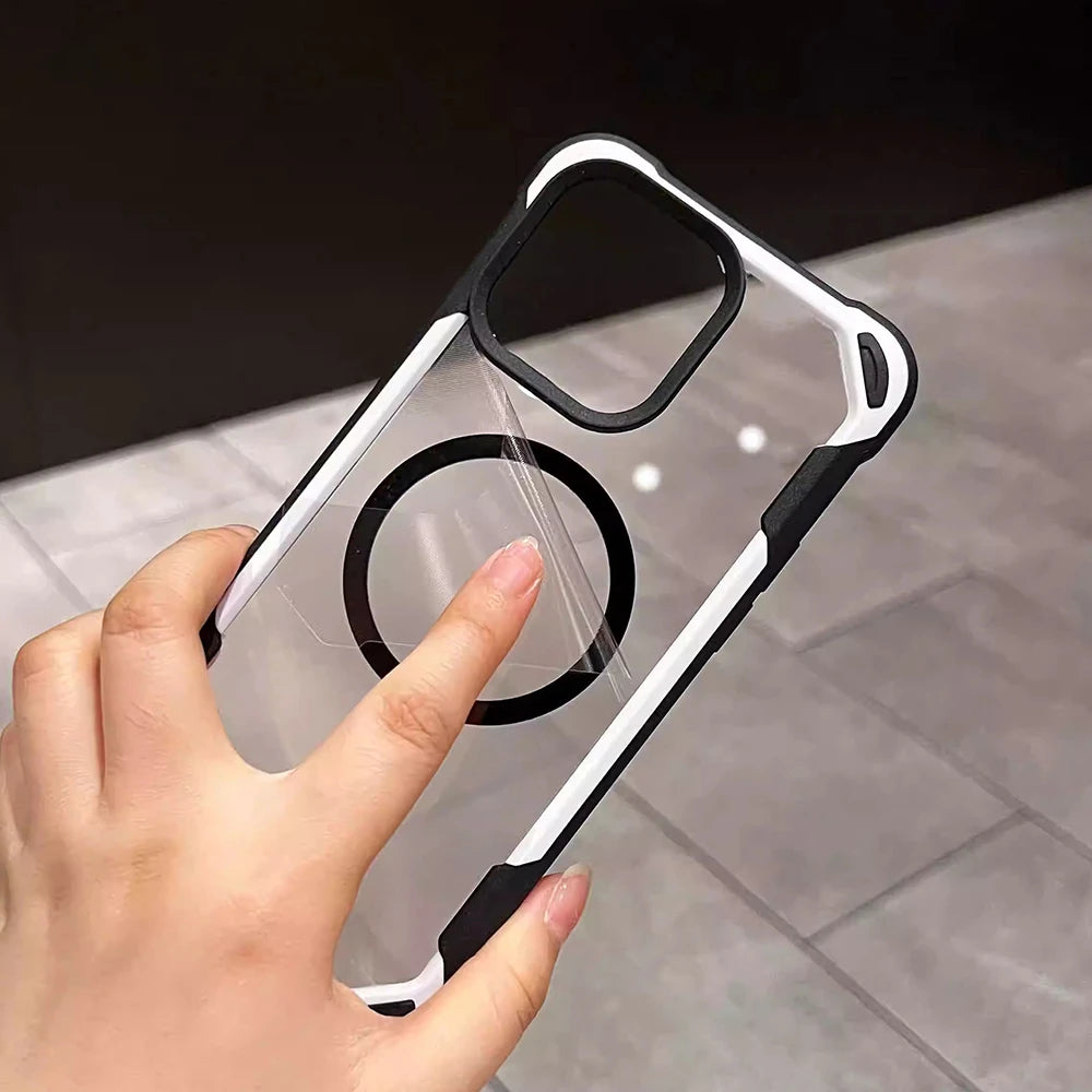 Cute Panda Magnetic Transparent Phone Case for iPhone 12–17 Series | MagSafe Compatible Clear Soft Cover