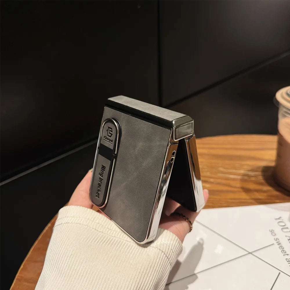 Luxury PU Leather Stand Case for Samsung Galaxy Z Flip 7 | Full-Coverage Protective Back Cover