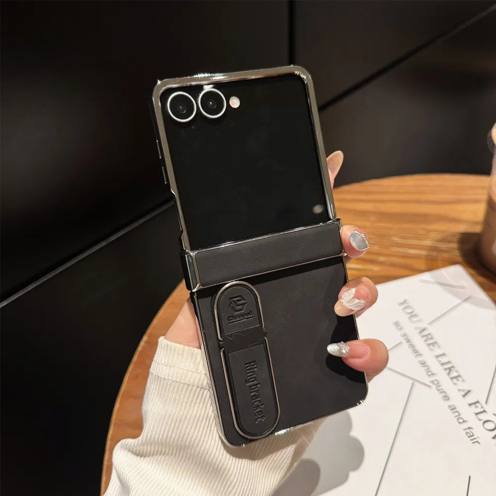 Luxury PU Leather Stand Case for Samsung Galaxy Z Flip 7 | Full-Coverage Protective Back Cover