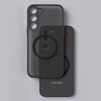 Armor Matte Magnetic Half-Wrapped Case for Samsung Galaxy S22-S25 Ultra | Shockproof Transparent Wireless Charging Cover