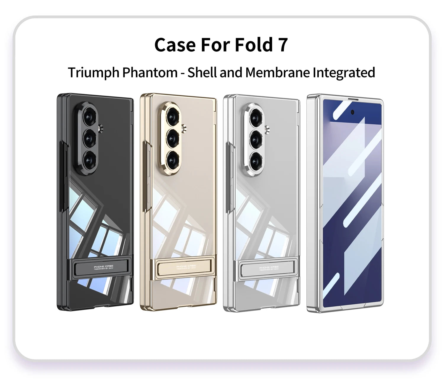 Samsung Galaxy Z Fold 7 Case | Hard Transparent Full-Coverage Protective Case with Stand and Middle Hinge