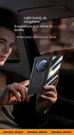 Luxury PU Leather Full-Coverage Case for Samsung Galaxy Z Fold 7 | Magnetic Ring Stand & Magsafe Compatible