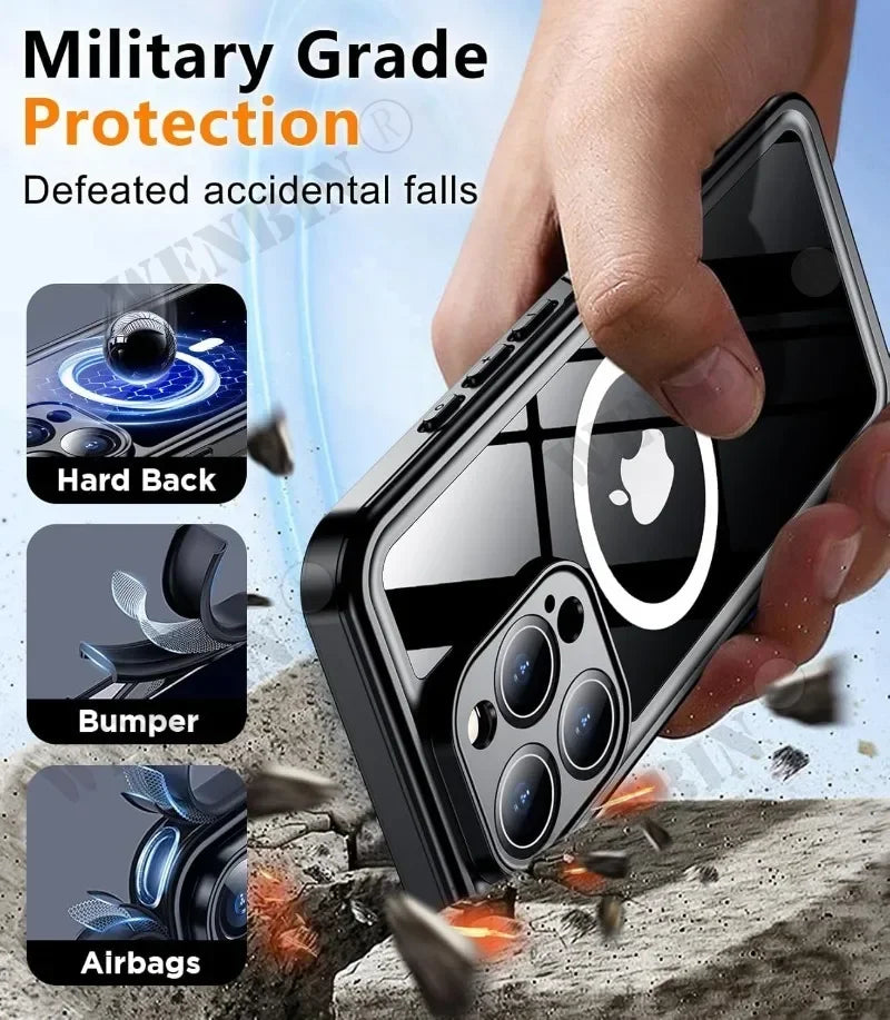 Full-Coverage Magnetic Shockproof iPhone Case | Dual-Layer, Waterproof & Scratch-Resistant Protection