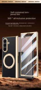 Luxury PU Leather Case for Samsung Galaxy Z Fold 7 | Ring Stand & Magnetic Wireless Charging