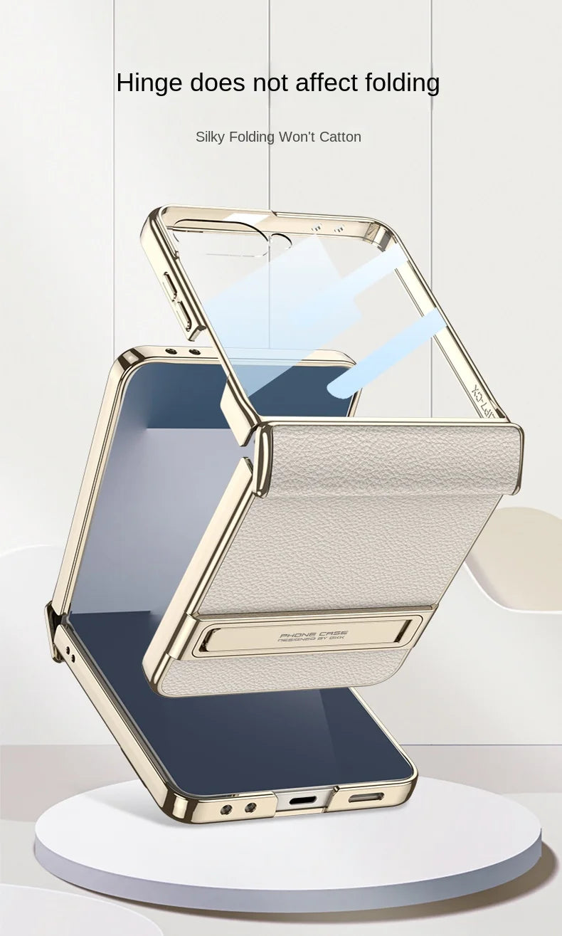 Samsung Galaxy Z Flip 7 Case | Luxury PU Leather Full-Coverage Flip Case with Stand