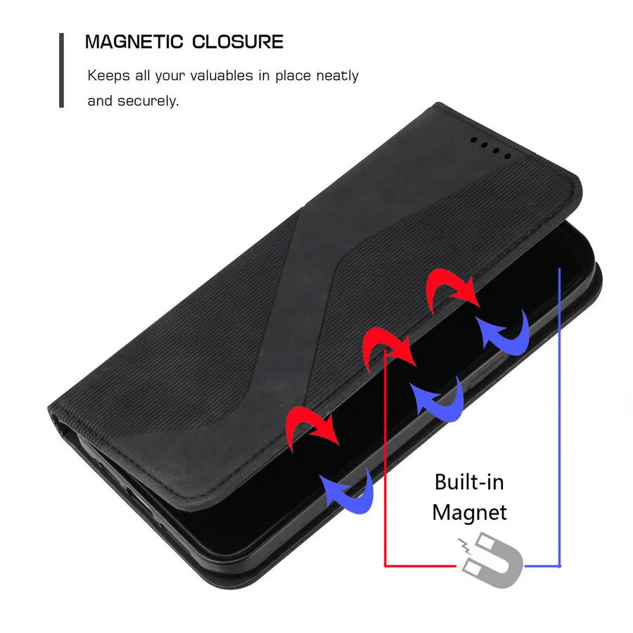 Luxury Magnetic Flip Wallet Phone Case | Shockproof, Anti-Fingerprint & Card Slot for iPhone