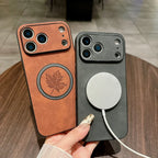 Classic Leather Case for iPhone 11–17 Series | MagSafe Compatible Wireless Charging Magnetic Cover