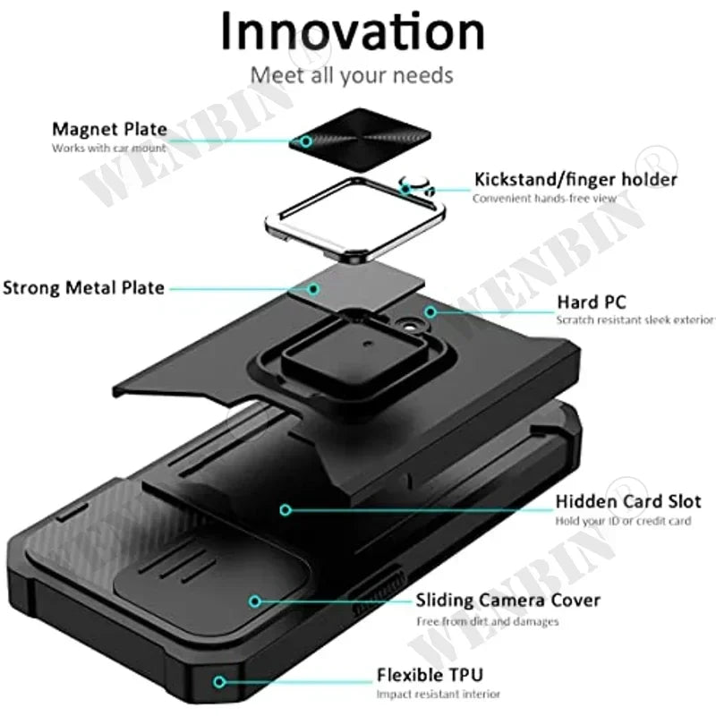 iPhone Case with Ring & Kickstand | Anti-Scratch, Anti-Fingerprint & Card Storage