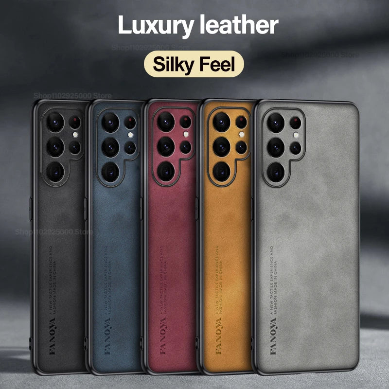 Samsung Galaxy S25/S24/S23 Ultra Plus Case | Luxury Sheepskin Leather Half-Wrapped Case