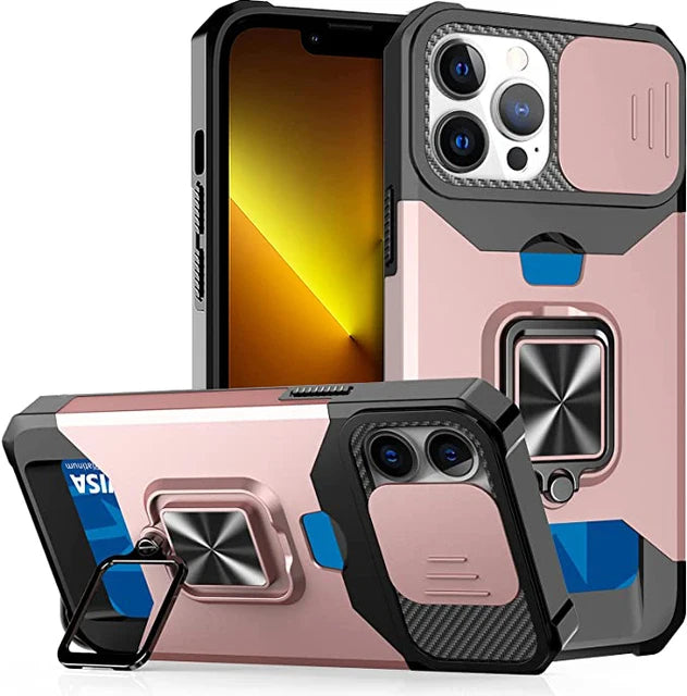 iPhone Case with Ring & Kickstand | Anti-Scratch, Anti-Fingerprint & Card Storage