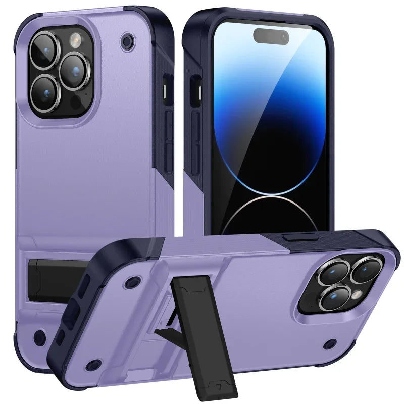Heavy-Duty Full-Coverage iPhone Case with Kickstand | Dual-Layer, Anti-Scratch & Non-Slip Protection