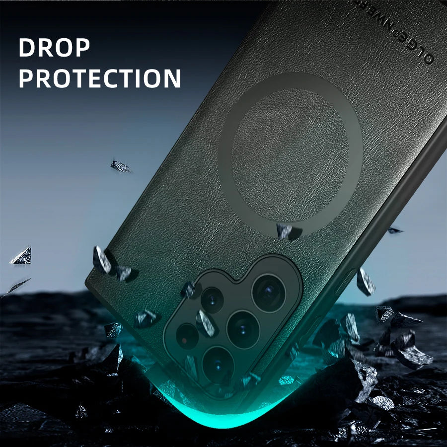 Luxury Leather & Silicone Full-Coverage Case for Samsung Galaxy S23-S24 Series | Shockproof & Waterproof