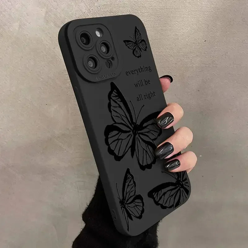 Butterfly Printed Full-Coverage Soft Silicone iPhone Case | Shockproof, Anti-Scratch & Non-Slip
