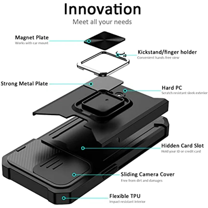 iPhone Case with Ring & Kickstand | Anti-Scratch, Anti-Fingerprint & Card Storage