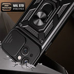 Magnetic Dual-Layer Phone Case with Ring & Kickstand | Anti-Scratch & Dustproof for iPhone