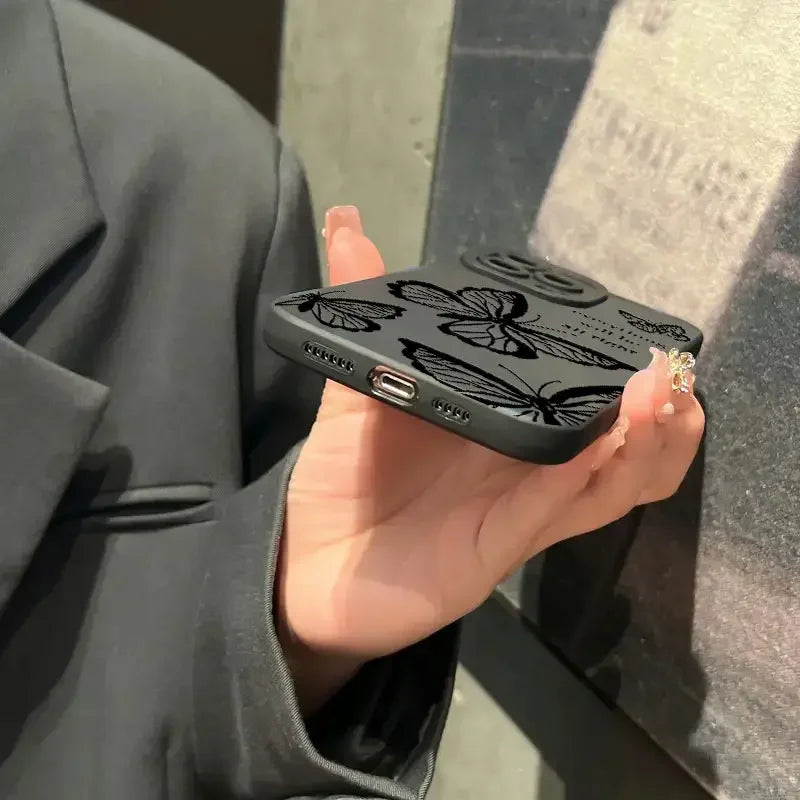 Butterfly Printed Full-Coverage Soft Silicone iPhone Case | Shockproof, Anti-Scratch & Non-Slip