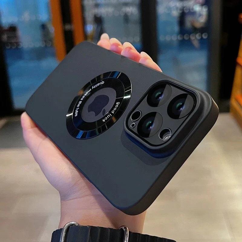 Luxury Magnetic Matte Phone Case with Ring Holder for iPhone 11–17 Series | MagSafe Shockproof Frosted Cover