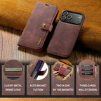 Retro Luxury Magnetic Flip Wallet iPhone Case | Card Slot, Kickstand & Shockproof