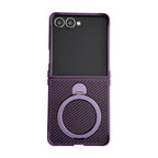 Samsung Galaxy Z Flip 7 Case | Hard Carbon Fiber Magnetic Ring Stand Full-Coverage Protective Case