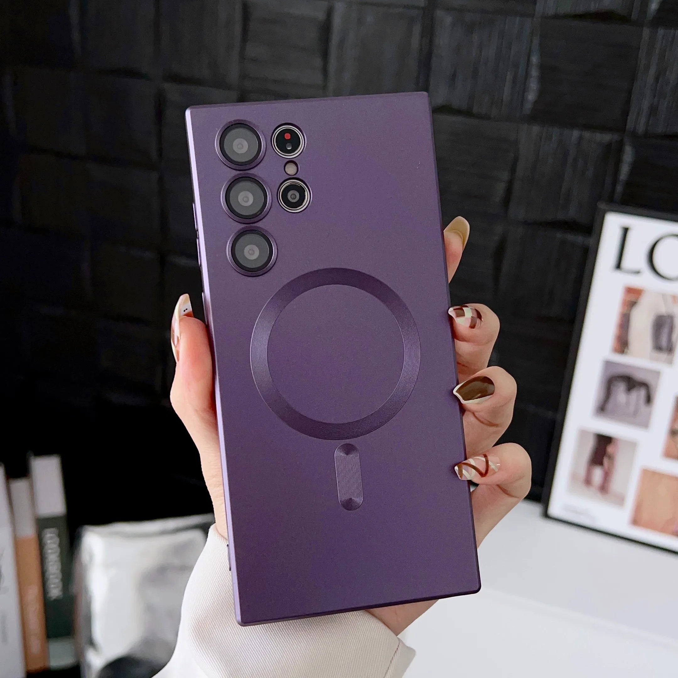 Luxury Magnetic Wireless Charging Matte Case for Samsung Galaxy S22-S25 Ultra | Shockproof Soft Half-Wrapped Cover